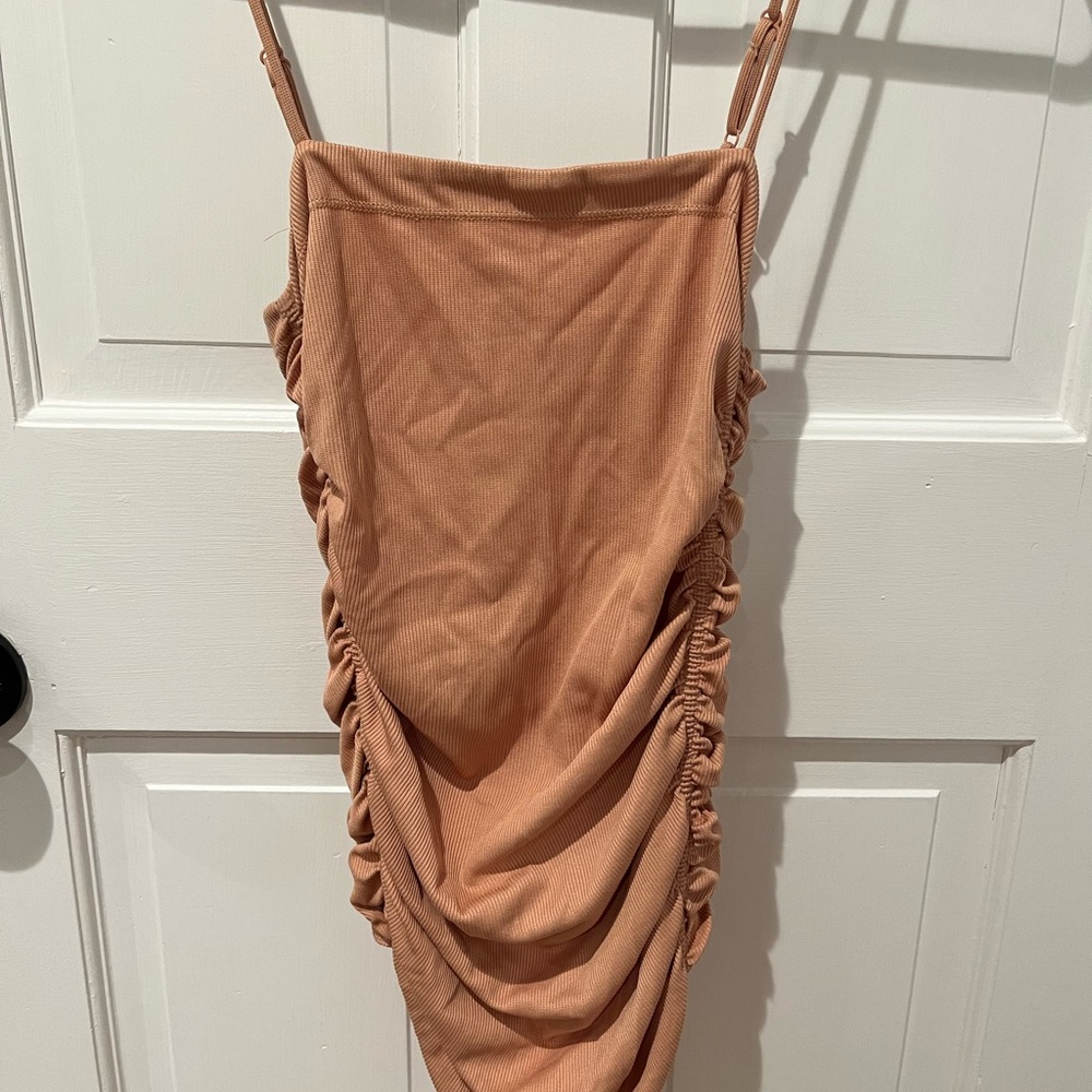 Free People Nude Ruched body suit